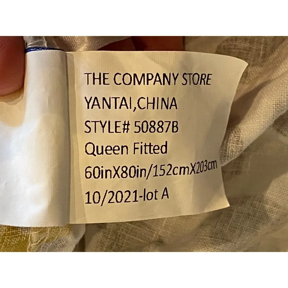 The Company Store 100% Linen Queen Fitted Sheet, Gray & Gold Abstract Cheetah